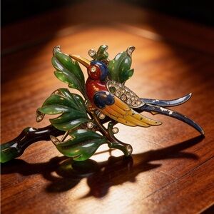 1942 Alfred Philippe for Trifari "Bird on a Leaf" pin clip brooch